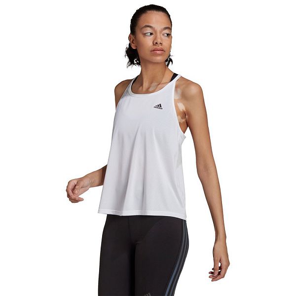 White Women\'s Adidas Run Fast PB Sleeveless T Shirts | 8703456-YJ