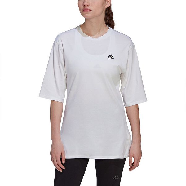 White Women\'s Adidas Run Icons Made With Nature Short Sleeve T Shirts | 3408261-BR