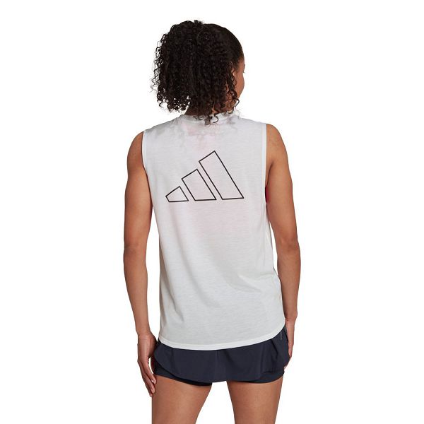 White Women's Adidas Run Icons Muscle Sleeveless T Shirts | 6943502-XJ