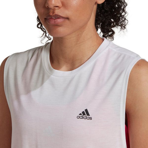 White Women's Adidas Run Icons Muscle Sleeveless T Shirts | 6943502-XJ