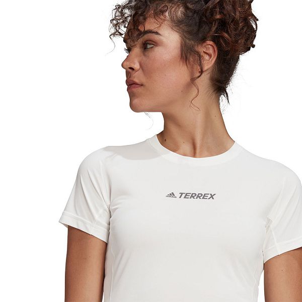 White Women's Adidas Terrex Parley Agravic Trail All-Around Short Sleeve T Shirts | 2506498-BX