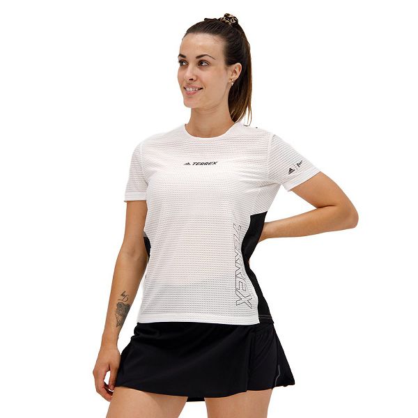 White Women's Adidas Terrex Parley Agravic Trail Pro Short Sleeve T Shirts | 9350461-EJ