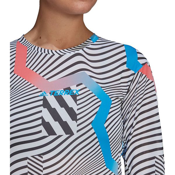 White Women's Adidas Trail Gfx Long Sleeve T Shirts | 6301749-BI