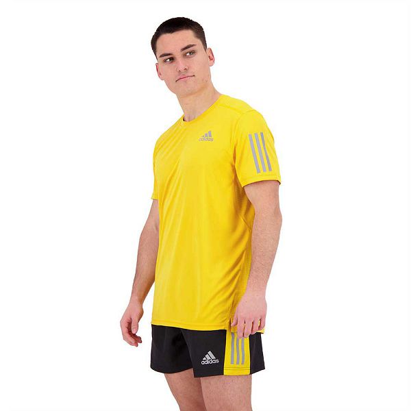 Yellow Men's Adidas Own The Run Short Sleeve T Shirts | 3065248-VC