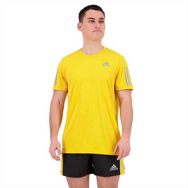 Yellow Men\'s Adidas Own The Run Short Sleeve T Shirts | 3065248-VC