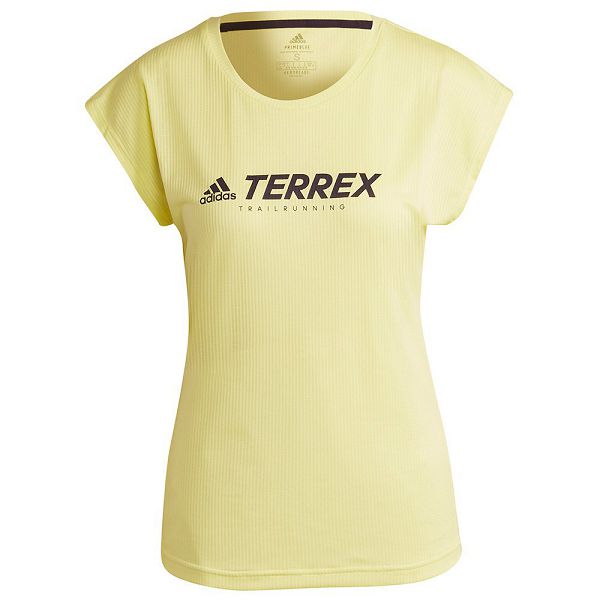 Yellow Women's Adidas Trail Logo Short Sleeve T Shirts | 6583947-WY