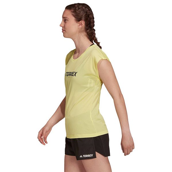 Yellow Women's Adidas Trail Logo Short Sleeve T Shirts | 6583947-WY