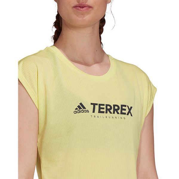 Yellow Women's Adidas Trail Logo Short Sleeve T Shirts | 6583947-WY