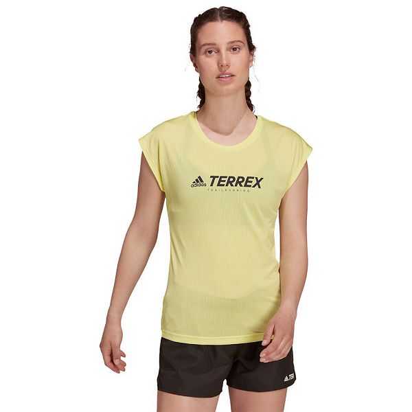 Yellow Women\'s Adidas Trail Logo Short Sleeve T Shirts | 6583947-WY